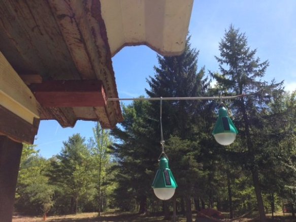 The sun charging our Nokero solar light bulbs